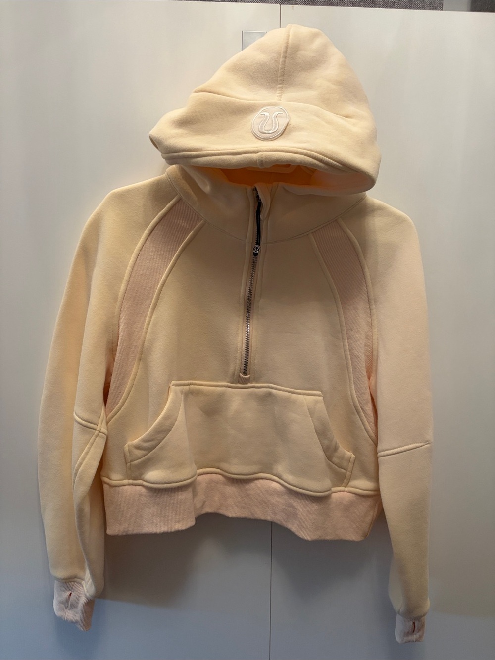 Lululemon Womens light yellow Half-Zip Hooded Pullover Sweater
